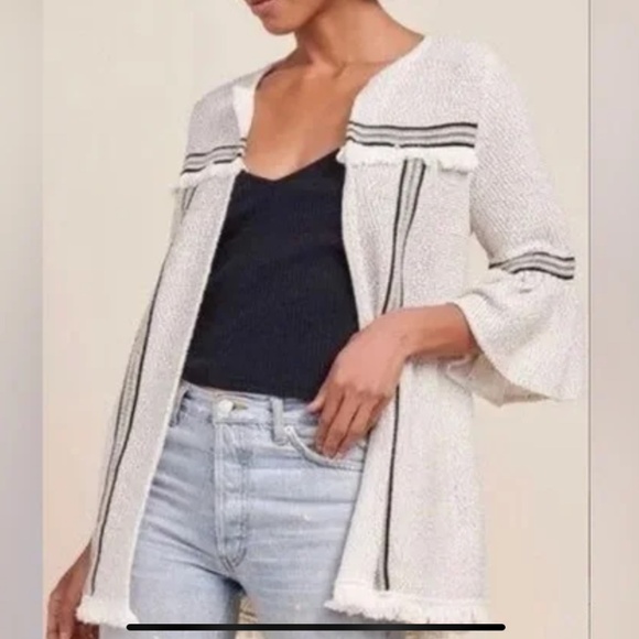 Jack by BB Dakota Fringe Open Front Cardigan 3/4 Flare Sleeve Size XS Boho - Picture 1 of 10